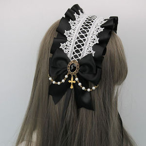 洛丽塔头饰蕾丝发带哥特暗黑甜朋克lolita手作头饰发箍边夹日系风