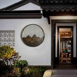 [定制202款新中式屏新风防水壁灯别墅花园庭院厅屏风圆门形装2饰