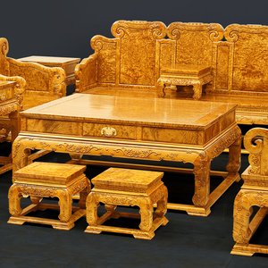 金丝楠木黄金樟沙发椅子组合 中式实木仿古客厅古典红木家具定制