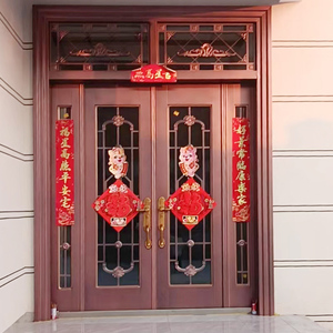 农村自建房大门进户门定制锌合金别墅大门双开门乡村入户门玻璃门