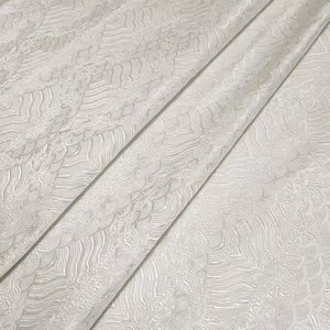 织锦缎水浪纹纯白暗纹杭州丝绸襦裙汉服刺绣古风大袖衫 面料 化纤