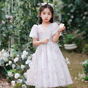 女童礼服夏季儿童公主蓬蓬裙花童小主持人模特走秀钢琴演奏演出服