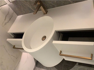 杜邦可丽耐lg三星韩耐富美家国产人造石无缝异形一体盆台面定制