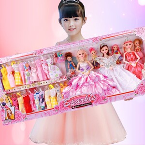 洋娃娃女孩公主芭比套盒娃娃超大号公主过家家玩具别墅生日礼物布