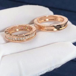 bvlgari/宝格丽弹簧戒指18k玫瑰金无钻单排钻经典男女情侣对戒