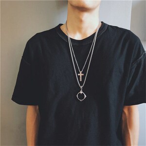 周柏豪同款项链男hiphop潮男钛钢项链套装嘻哈抖音网红复古吊坠女