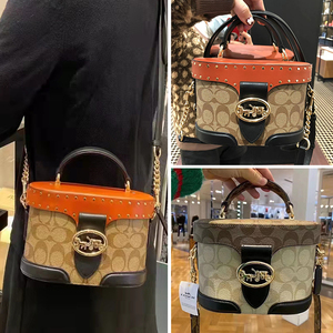 美国正品coach/蔻驰奥莱款女士新款盒子翻盖包单肩手提斜跨化妆包