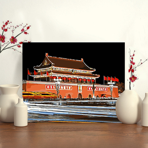 diy数字油画定制客厅风景手工填色画爱祖国填充丙烯油彩画 天安门