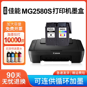 适用佳能MG2580S墨盒 大容量CANON 腾彩PIXMA mg2580S打印机墨水盒黑色彩色连喷墨盒套装可连供接外管 易加墨
