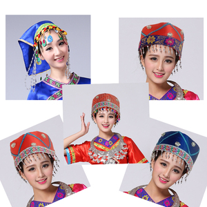 壮族头巾广西三月三头饰少数民族苗族舞蹈演出服装配饰帽子饰品