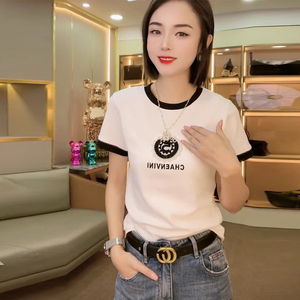 专柜商场撤回国际大牌夏季韩国女装白色短袖T恤显瘦纯棉休闲上衣