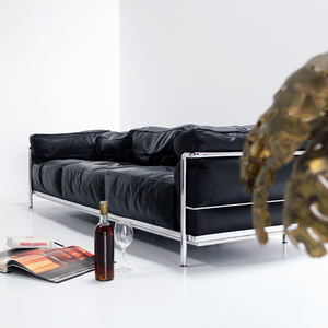 轻奢LC3真皮沙发Cassina柯布西耶中古设计师客厅意式极简直排沙发