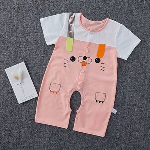 开裆裤婴儿连体开裆裤夏薄款宝宝短袖哈衣新生儿衣服爬服幼儿睡衣