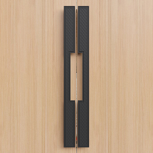 新中式玻璃大门长拉手酒店宴会所双开实木门古铜雕刻把手侧装定制