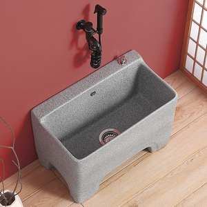 九牧灰黑中式陶瓷拖把池高脚仿岩石小号阳台家用洗四脚大号地拖桶