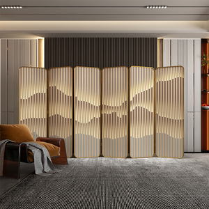 轻奢移动屏风创意隔断可折叠客厅玄关墙房间卧室入户金属光影折屏