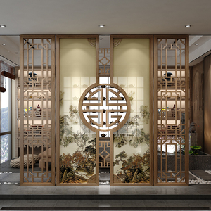 欧阳乐淘淘宝新中式入户屏风隔断客厅进门简约山水装饰玄关实木轻奢