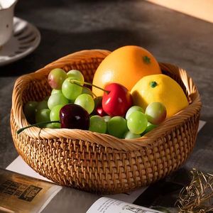 编织水果篮越南秋藤收纳筐托盘家用客厅圆形大水果盘藤编装馒头篮