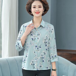 企业店2淘宝q时尚清新半袖九分袖薄款夏天衬衫中年女 妈妈装 中老年