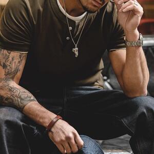 马登工装旗舰店官方美式复古阿美咔叽短袖亨利衫硬汉t恤ts2101065