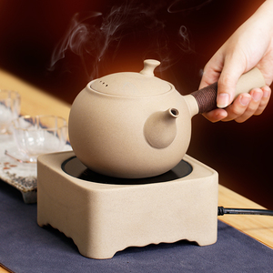 麦饭石陶无釉壶煮茶器品陶堂小型电陶炉陶瓷壶白茶普洱煮茶炉套装