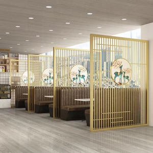 现代简约铁艺屏风隔断墙商用餐厅卡座包间格栅火锅饭店玄关装饰