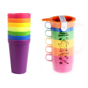 正品乐扣乐扣彩虹水杯PP材质套装 郊游可用旅行塑料茶果汁杯