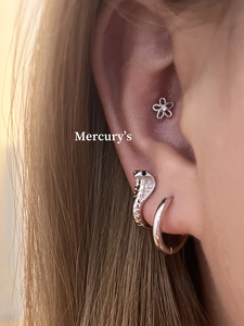 Mercurys复古冷淡风眼镜蛇925耳环耳扣ins小众质感很赞！纯银耳圈