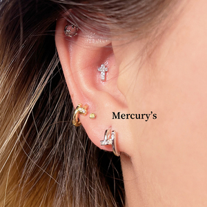 Mercurys质感拉满的钉子耳扣微镶锆石耳钉简约百搭耳饰6mm小耳圈
