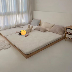 地板床小户型榻榻米地台床1.2m儿童床白橡木无床头落地床全实木床