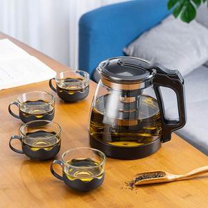 中式玻璃泡茶壶茶水分离冲茶器办公室耐高温防爆玻璃茶壶花茶壶套