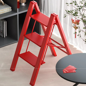 梯子家用小型轻便折叠梯人字梯铝合金多功能爬梯搬家乔迁新居红色
