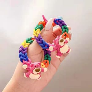 diy发绳手工编织扎头手绳情侣手链送女友闺蜜头绳女草莓熊皮筋