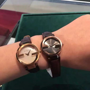 gucci/古驰手表女全智贤同款古奇情侣双g真皮男女士腕表ya133504