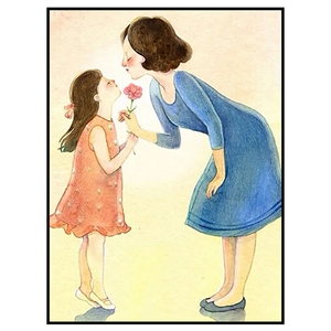 母亲节插画礼物 感恩的心diy数字油画手绘油彩画卧室背景墙装饰画