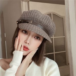 短发适合戴的帽子日系春夏天亚麻八角帽女英伦百搭夏季透气薄款