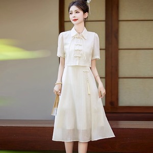 新中式半身裙两件套女2024夏季新款改良旗袍年轻款高端气质连衣裙