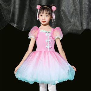 六一儿童节裙子幼儿园桃花朵朵开舞蹈服装花仙子演出服表演服女童