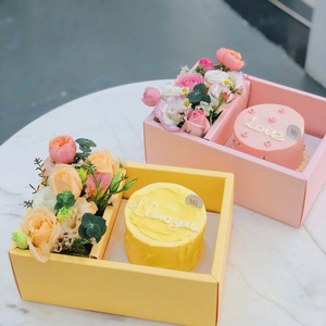 母亲节蛋糕盒鲜花手提包装盒糕点盒子透明方型高档创意惊喜布置