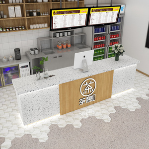 简约现代蛋糕小吃店小型店铺收银吧台奶茶店水吧台咖啡馆饭店吧台