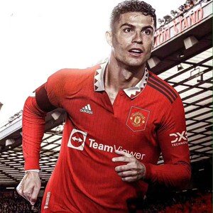 正品曼彻斯特联22-23新款曼联主场球衣7号c罗18号b费球迷版足球服