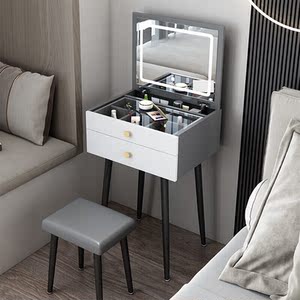 梳妆台隐藏式镜子梭装台卧室梳妆台兼写字台翻盖梳妆台卧室现代简