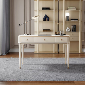 设计师法式轻奢奶油白书桌家用北欧意式后现代简约网红ins风卧室