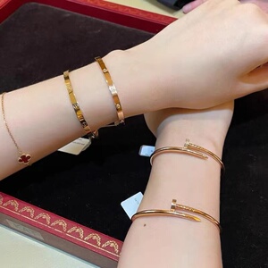 cartier卡地亚经典love情侣手镯18k玫瑰金窄版宽版无钻男女手环