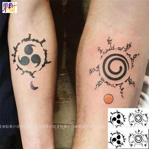 果计火影忍者咒印纹身贴漩涡鸣人佐助持久手符号纹身贴纸黑白