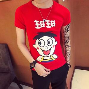 旺仔紧身衣套装旺仔牛奶短袖抖音同款衣服男ins超火男女情侣12件