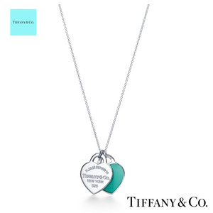 tiffany蒂芙尼项链双心珐琅吊坠锁骨链迷你桃心925纯银女生日礼物