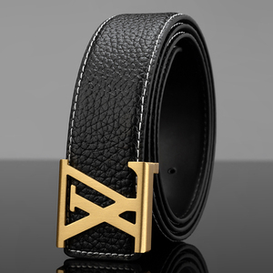 新款流行男士裤腰带真皮平滑扣纯铜板扣奢侈品青年轻人名牌皮带潮