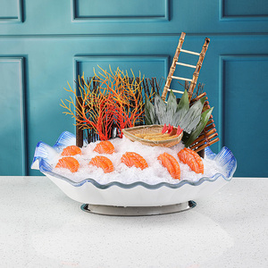 刺身盘冰盘大号干冰高端日料创意玻璃火锅海鲜姿造摆盘三文鱼盘子