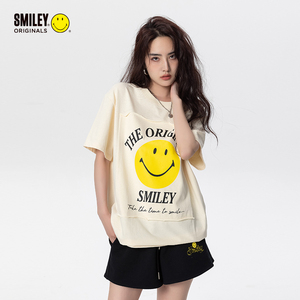 smiley 笑脸 50周年贴布印花t恤 宽松 男女同款